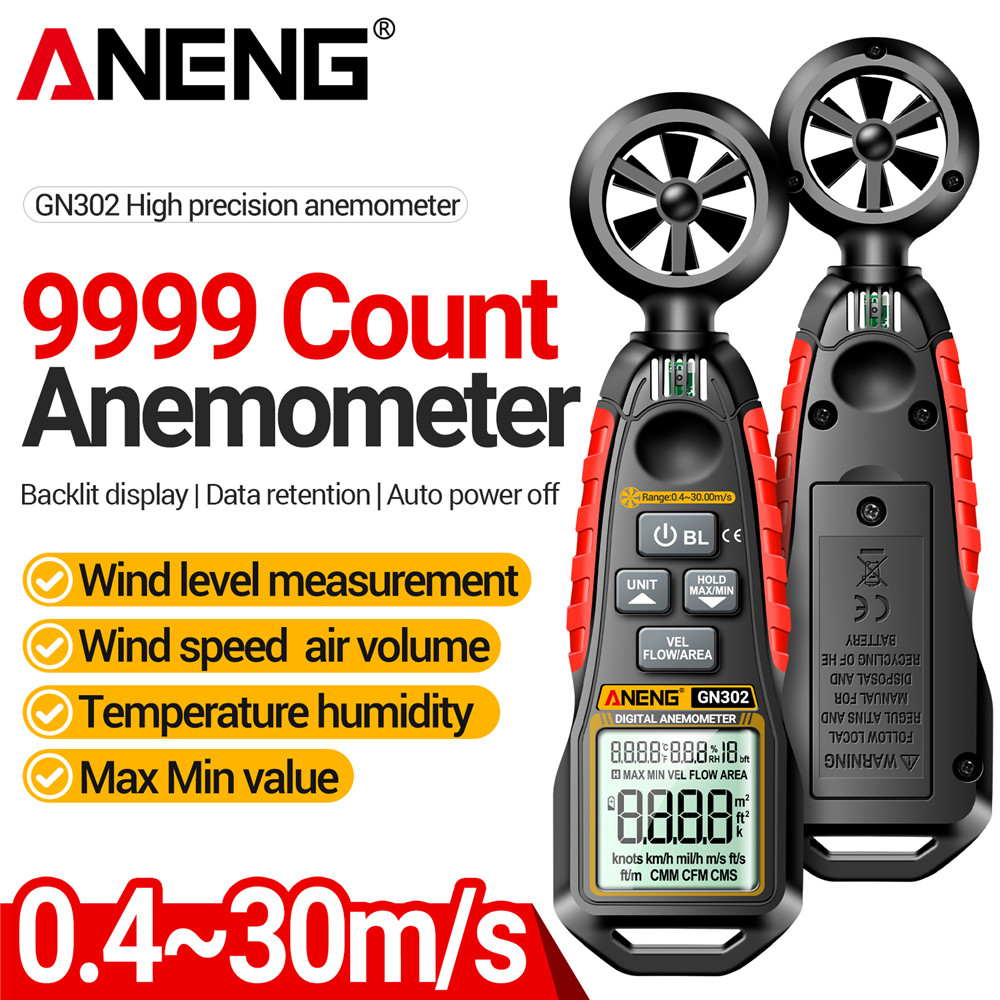 Anemometer Digital Wind Speed - Digital Handheld Anemometer Temperature Humidity 0.4~30.00m/s