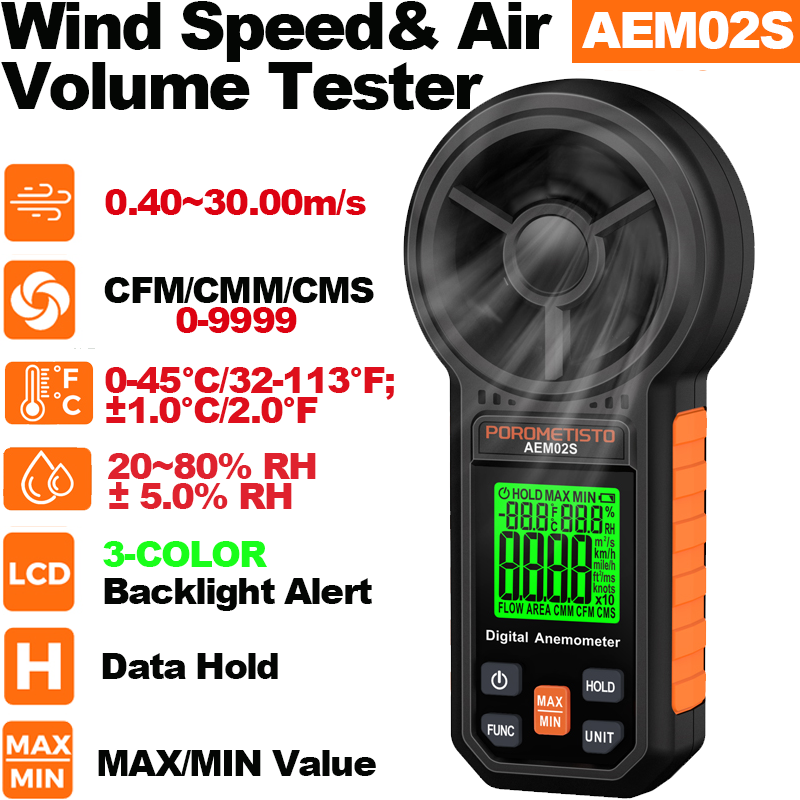 Anemometer Digital Wind Speed - AEM02S Digital Anemometer Handheld Wind Speed