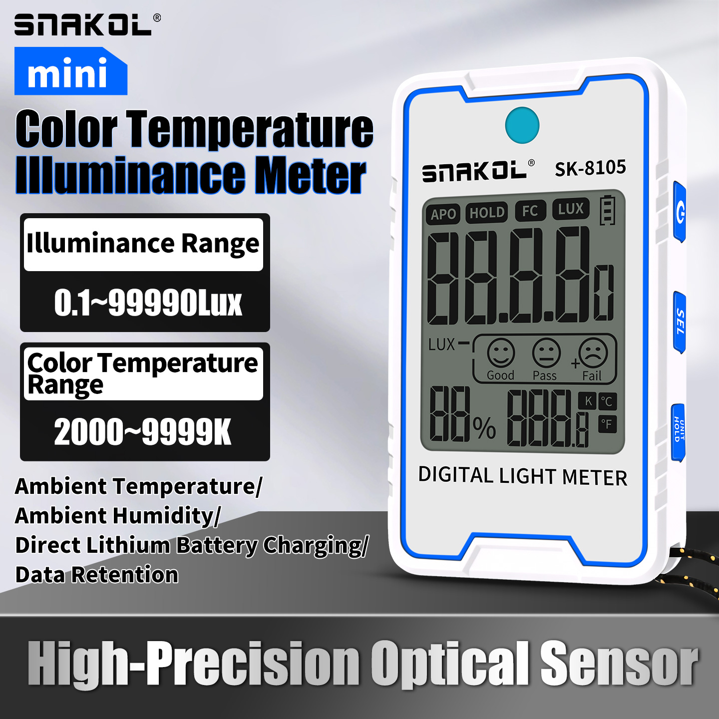 Lux Meter Digital Light - SNAKOL SK-8105 Light Meter Portable Mini