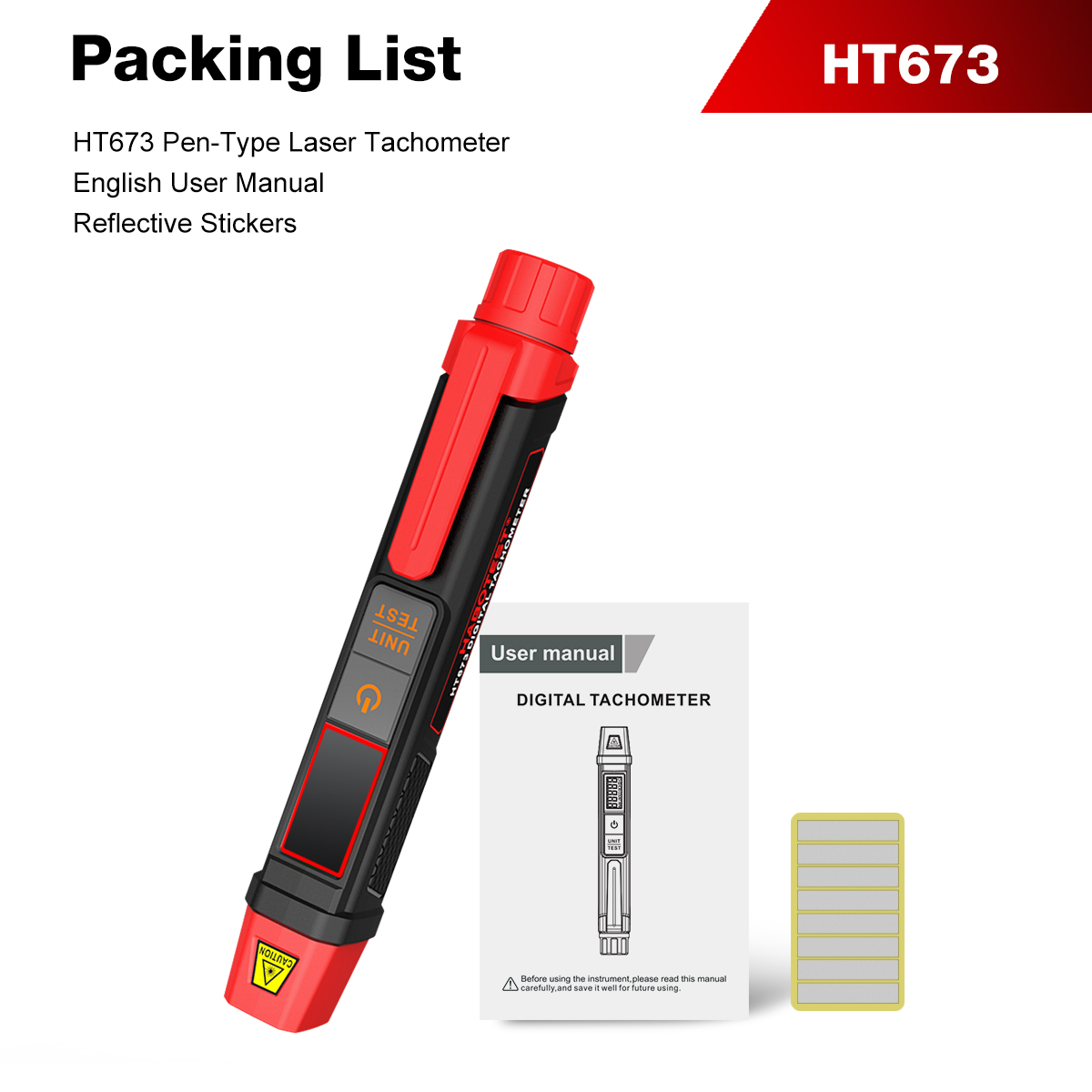 Tachometer Digital Laser Rpm - HABOTEST HT-673 High Precision Pen Laser