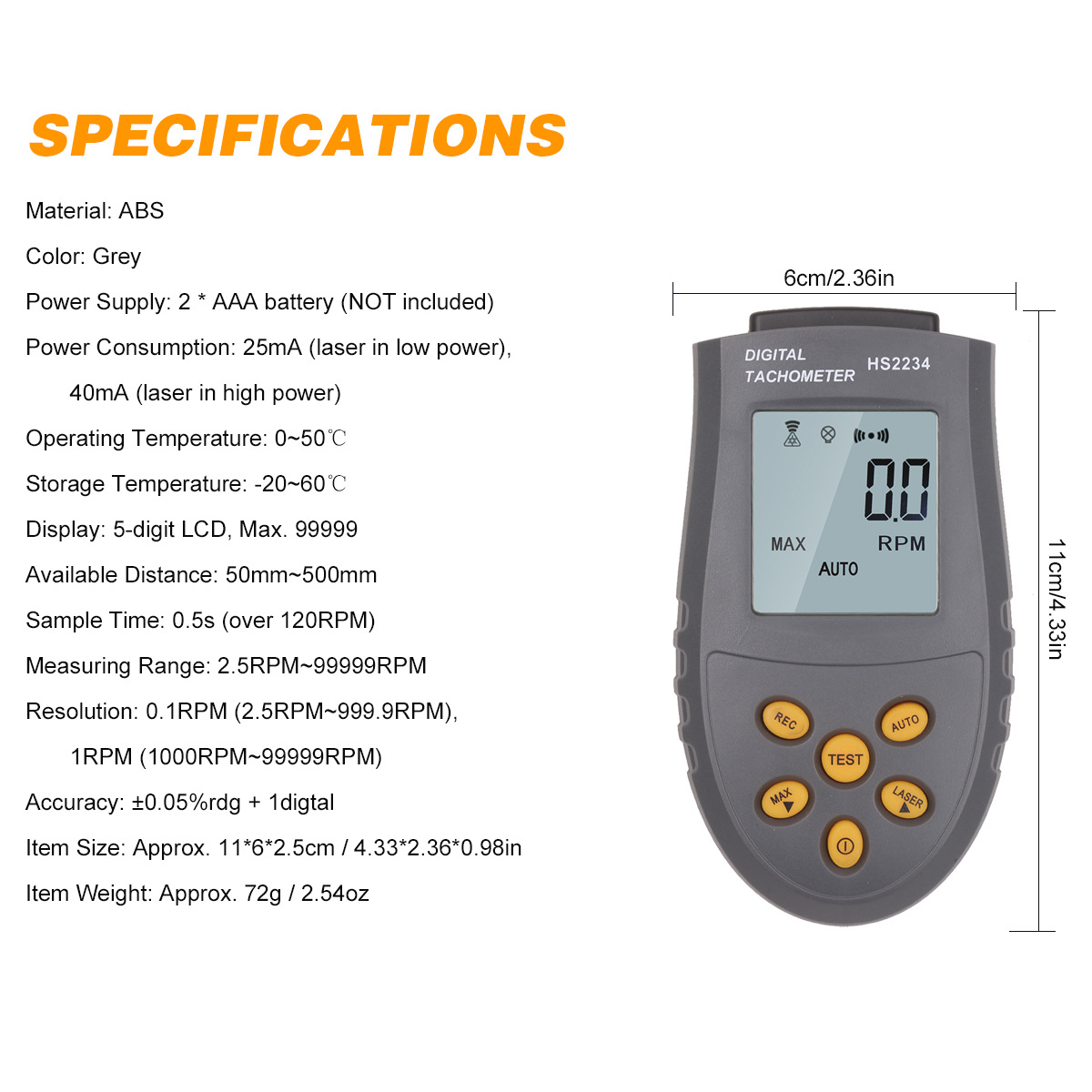 Non‑Contact Digital Laser Phot - Tachometer Digital Laser Rpm recension och pris
