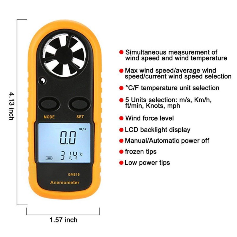 1pcs GM816 Digital Anemometer  - Anemometer Digital Wind Speed recension och pris