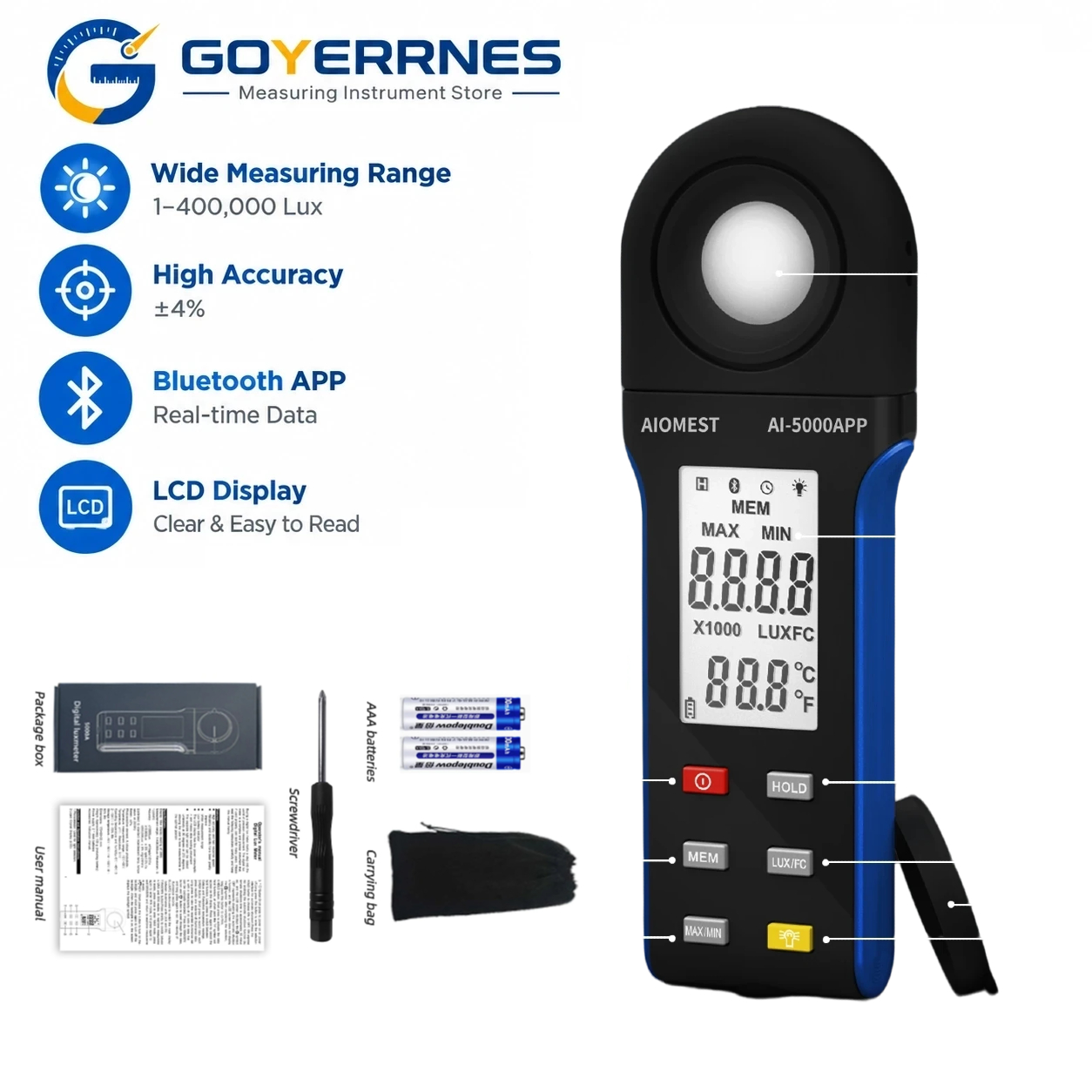 Digital Lux Meter 1-400000Lux  - Lux Meter Digital Light recension och pris