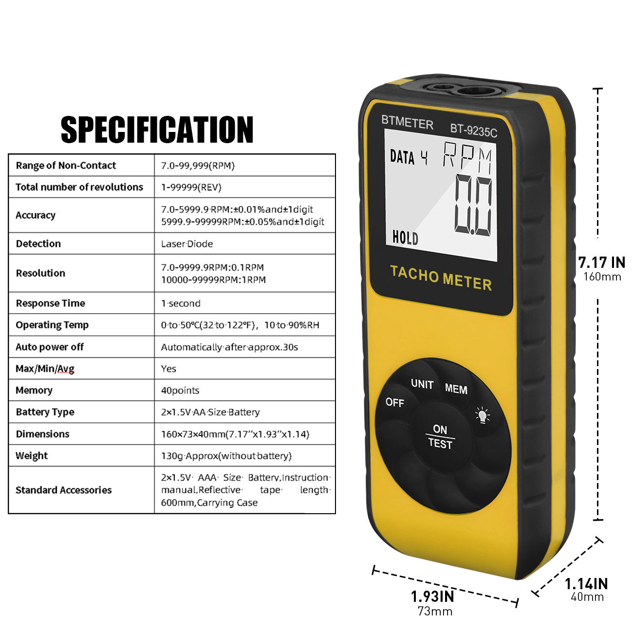 Digital Laser Tachometer Non-C - Tachometer Digital Laser Rpm recension och pris
