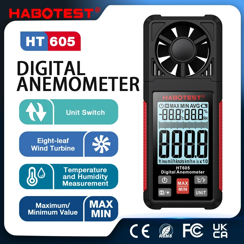 HABOTEST Digital Anemometer Po - Anemometer Digital Wind Speed recension och pris