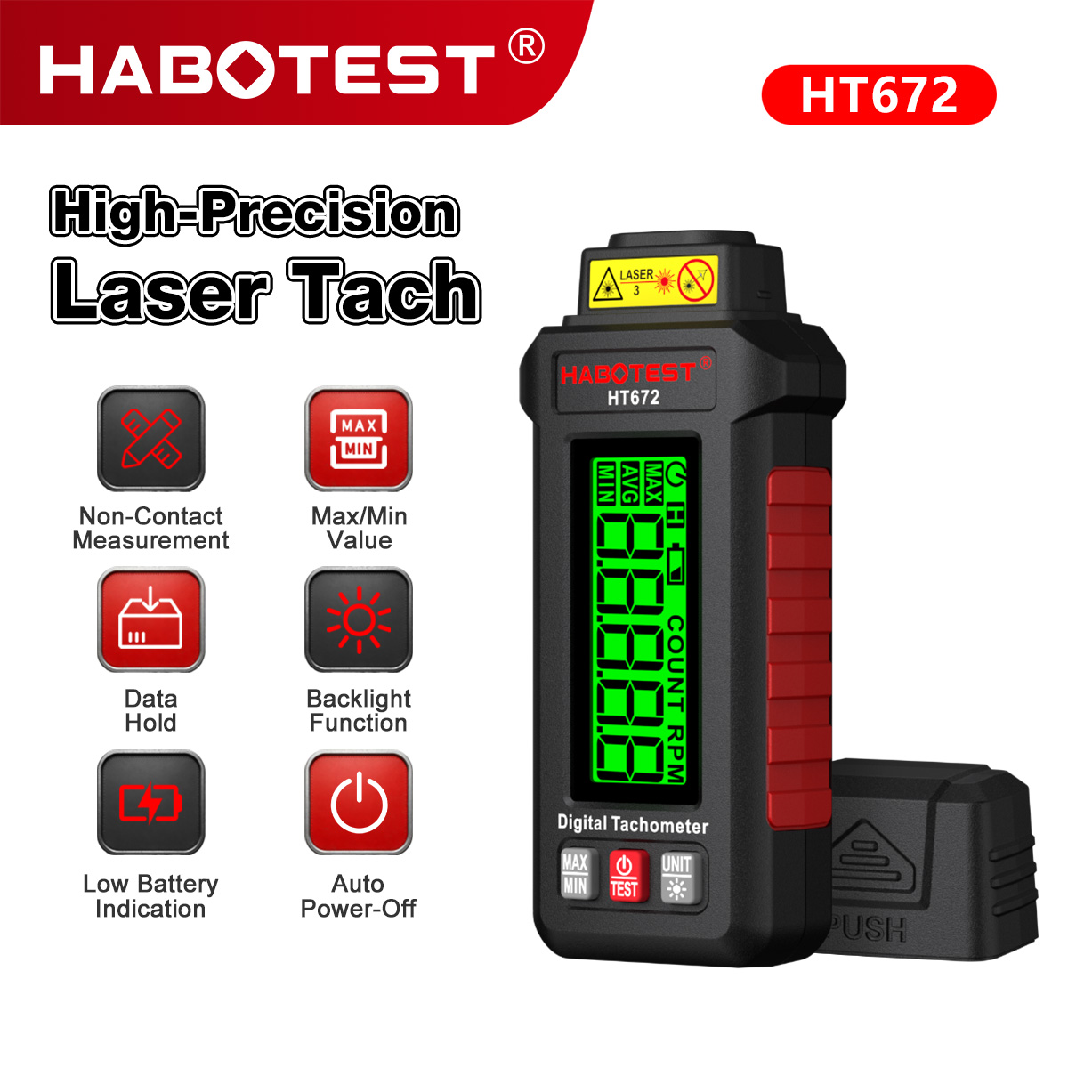 HABOTEST HT672 Mini Digital La - Tachometer Digital Laser Rpm recension och pris