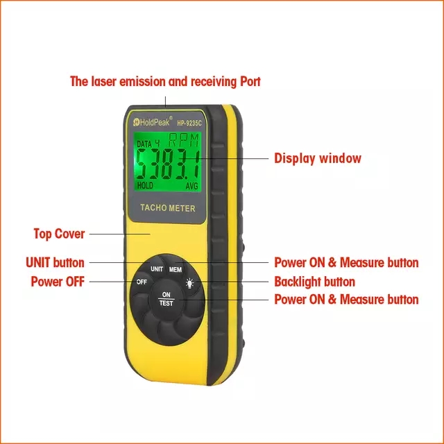 HoldPeak Laser Tachometer HP-9 - Tachometer Digital Laser Rpm recension och pris