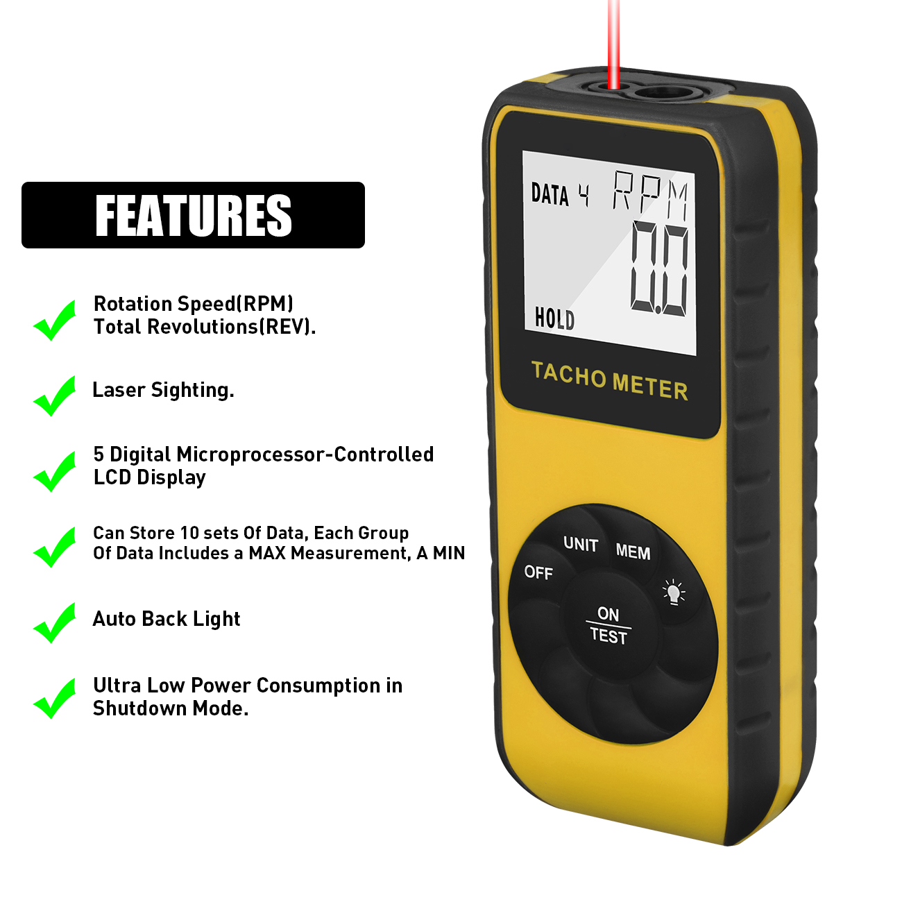 Non-Contact Laser Tachometer R - Tachometer Digital Laser Rpm recension och pris